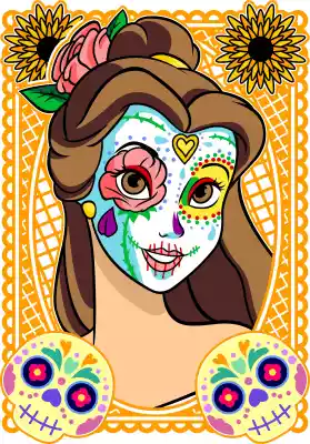 vectores plantilas DÍA DE MUERTOS,PRINCESA,DISNEY,CATRINA,NIÑA,